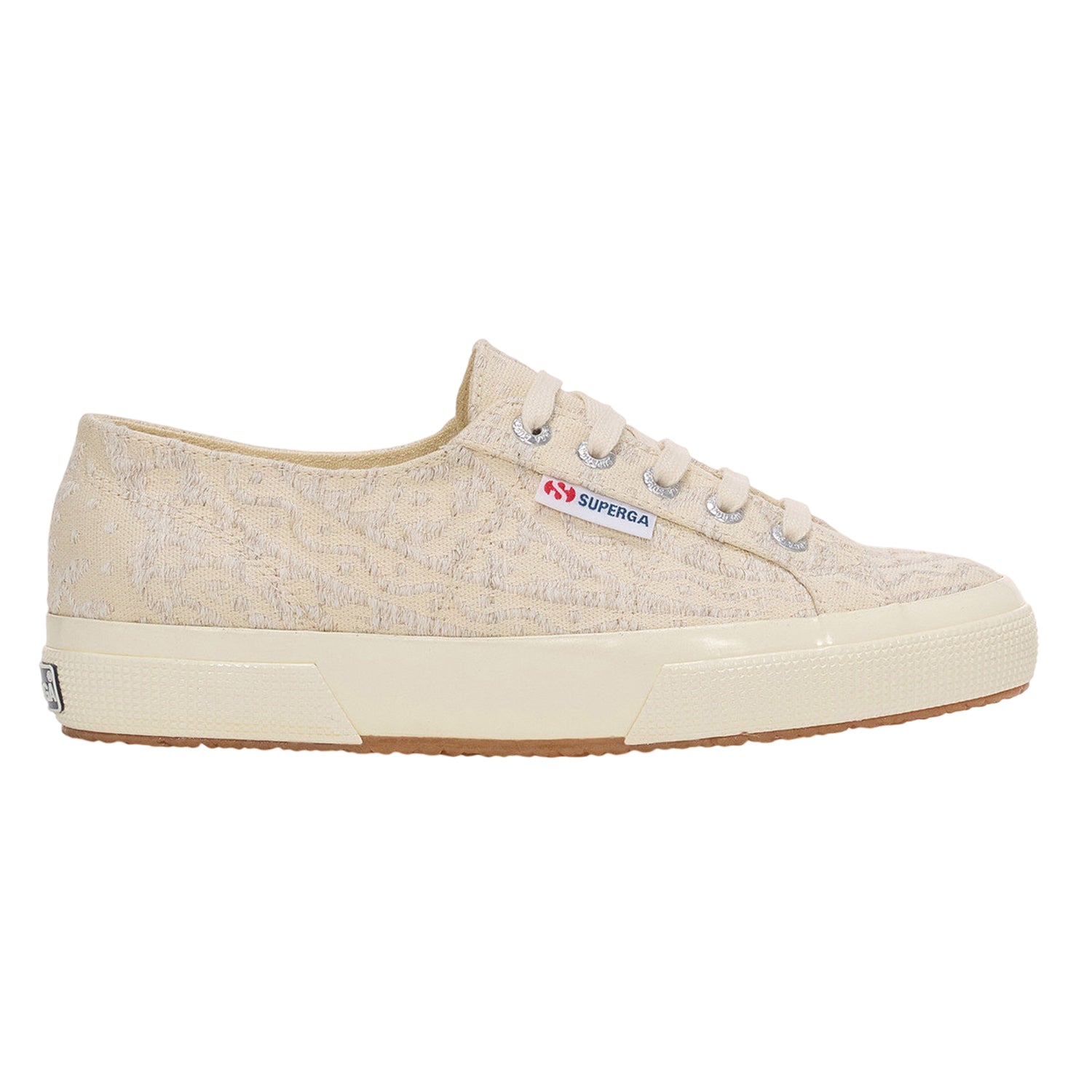 Beige-Dirty White - Side - Superga Womens-Ladies 2750 Paisley Embroidered Trainers