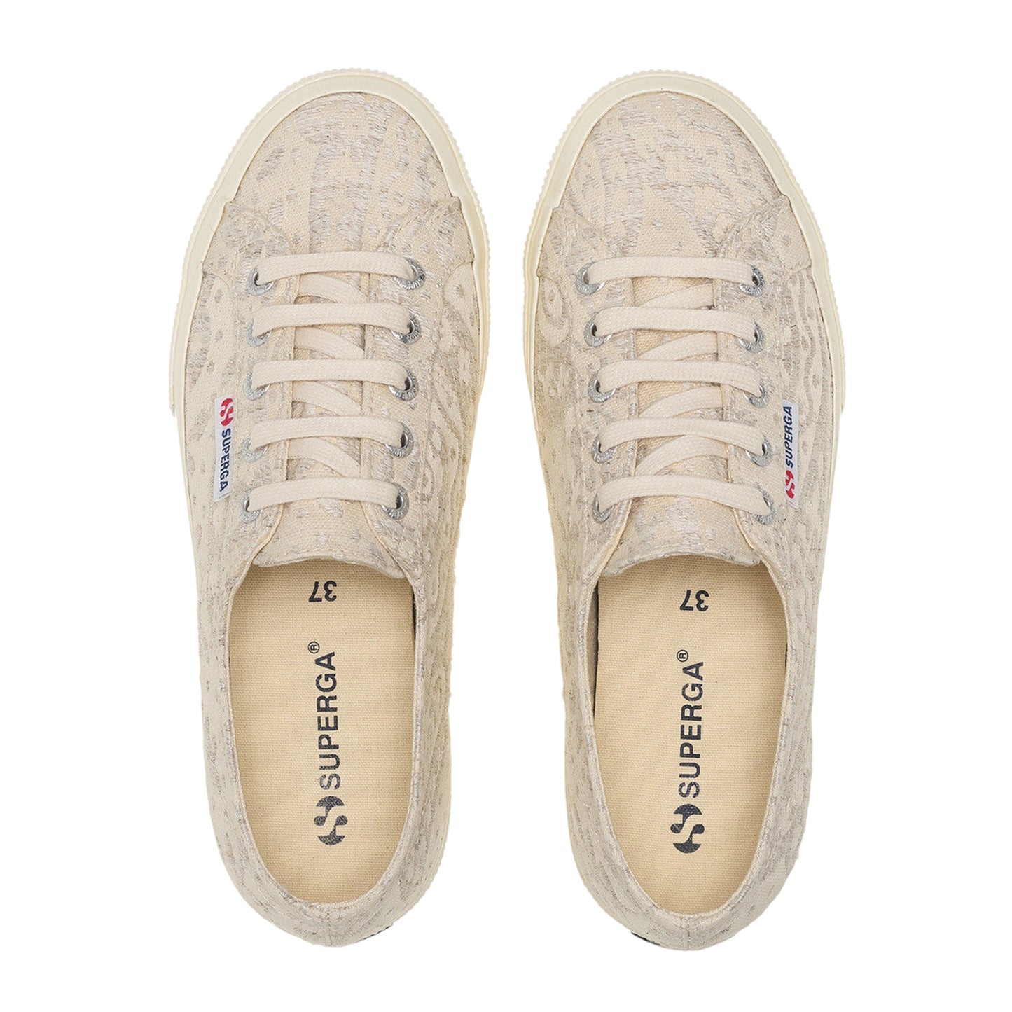 Beige-Dirty White - Lifestyle - Superga Womens-Ladies 2750 Paisley Embroidered Trainers