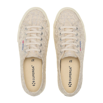 Beige-Dirty White - Lifestyle - Superga Womens-Ladies 2750 Paisley Embroidered Trainers