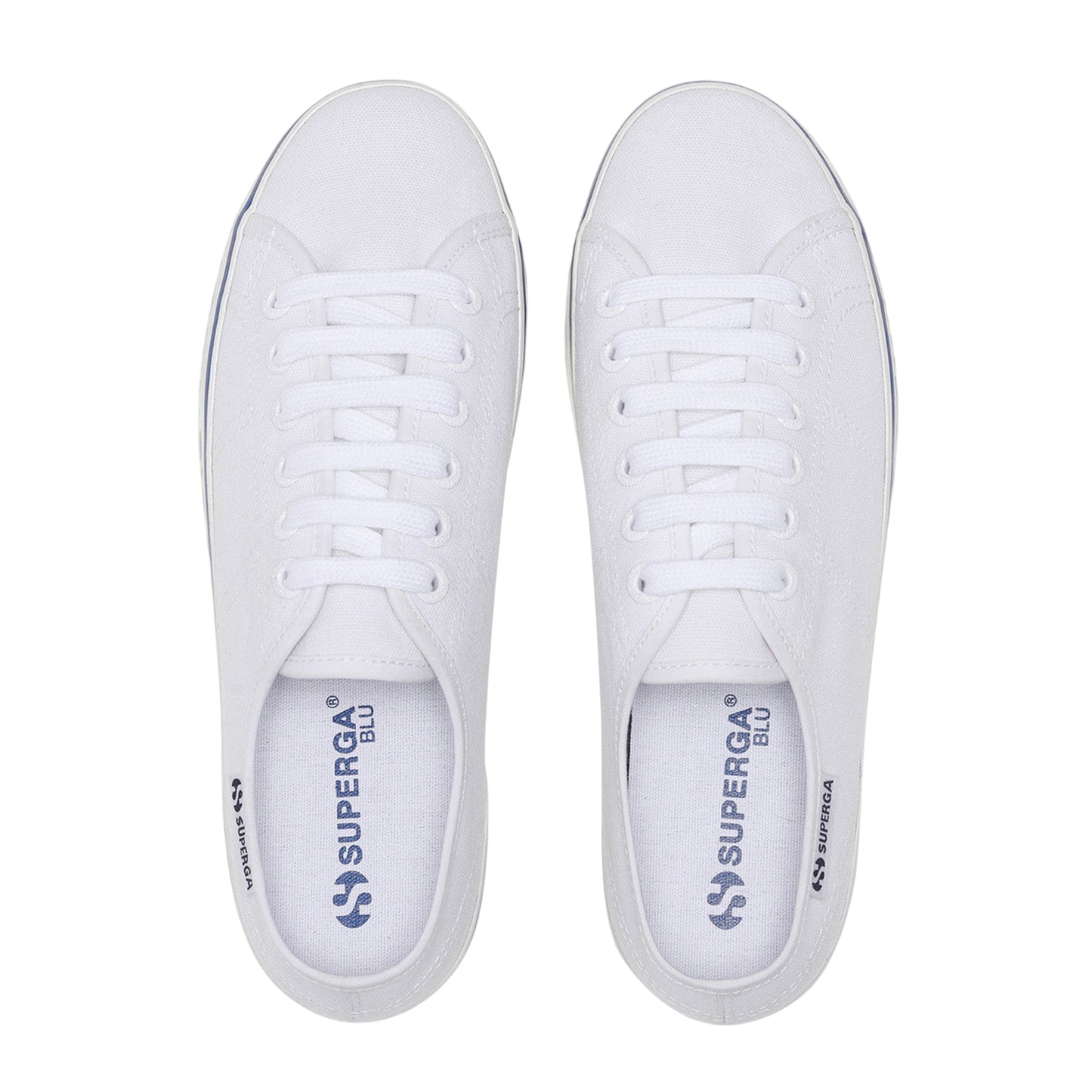 White-Blue - Pack Shot - Superga Womens-Ladies 3790 Leggera Ceramic Print Platform Trainers
