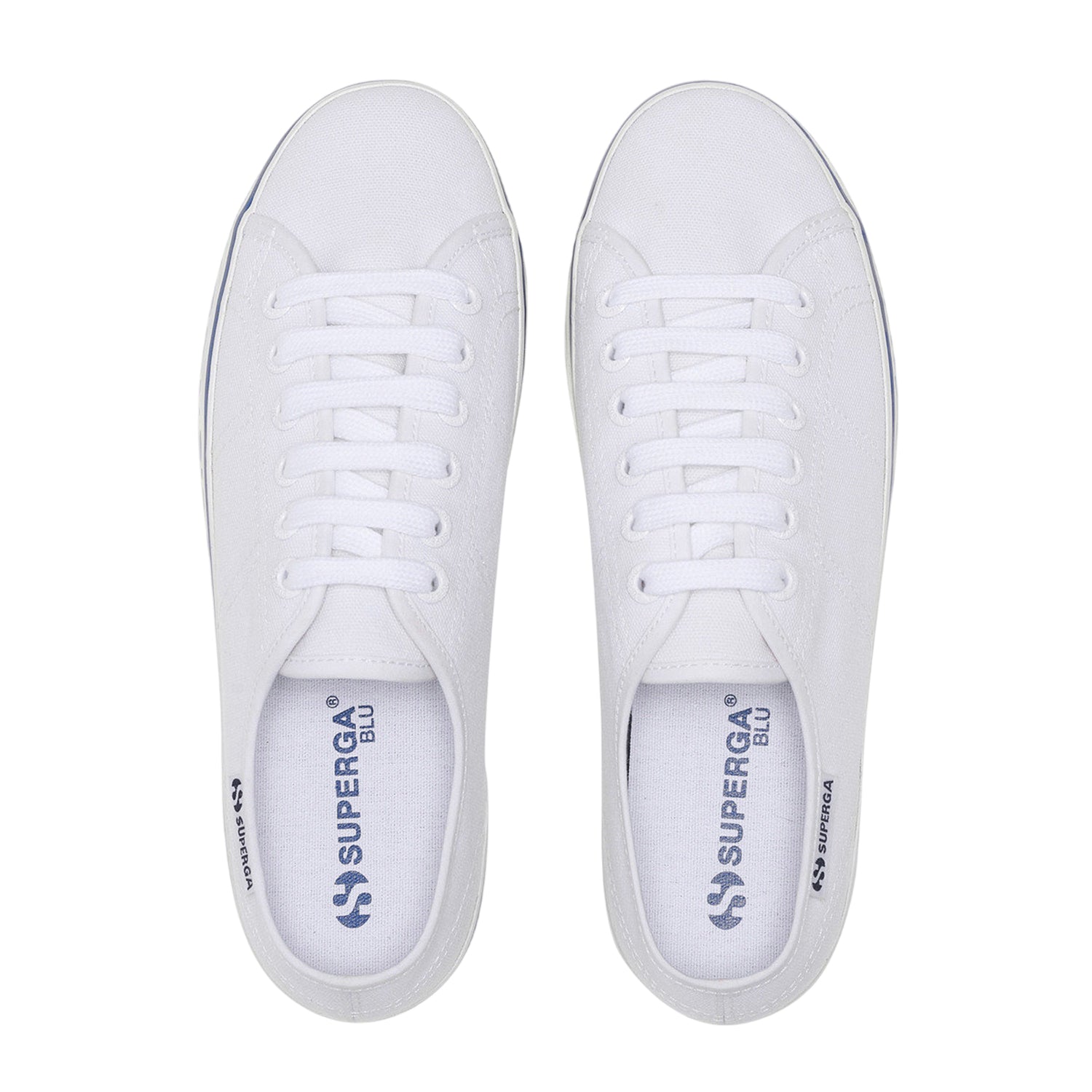White-Blue - Pack Shot - Superga Womens-Ladies 3790 Leggera Ceramic Print Platform Trainers
