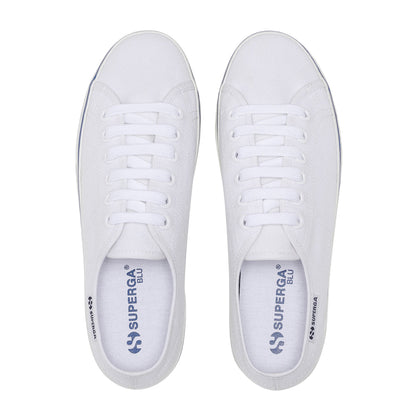 White-Blue - Pack Shot - Superga Womens-Ladies 3790 Leggera Ceramic Print Platform Trainers