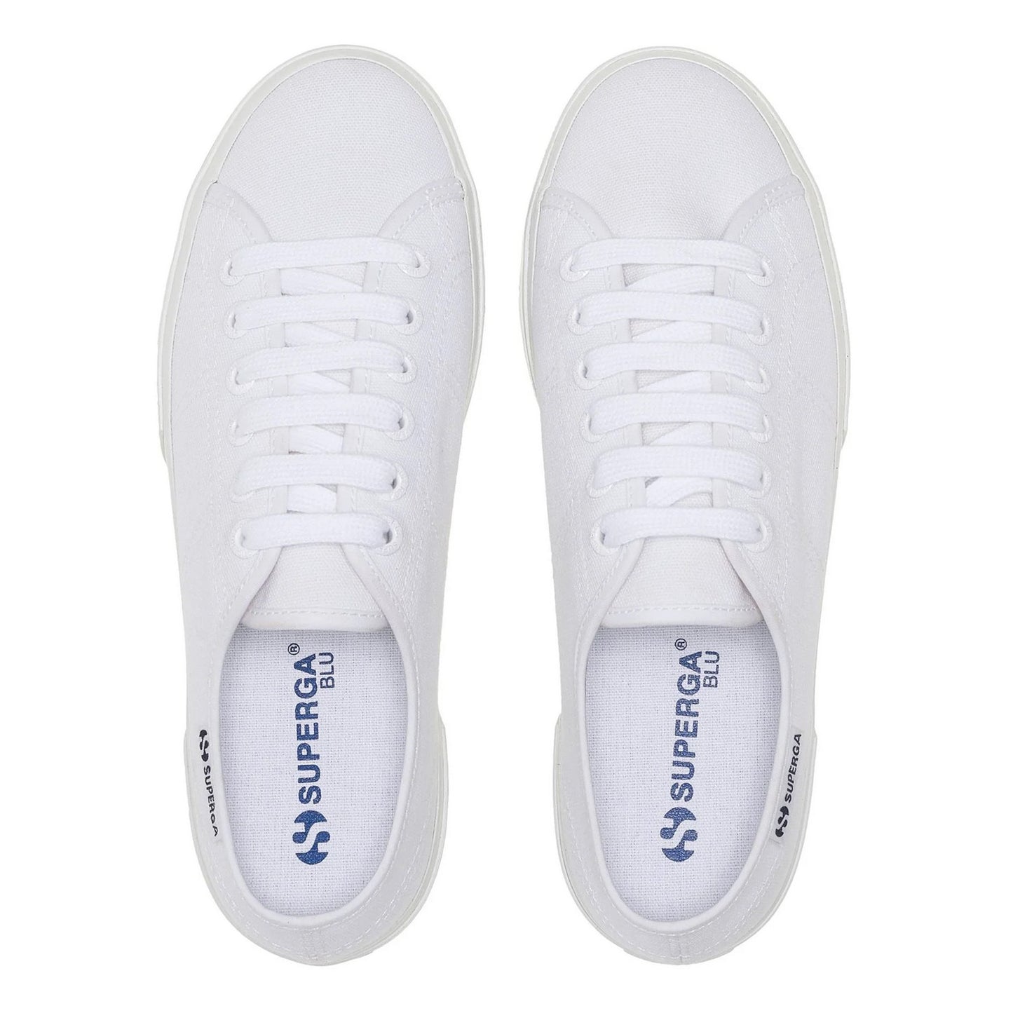 White-Blue - Pack Shot - Superga Womens-Ladies 3740 Leggera Ceramic Print Platform Trainers