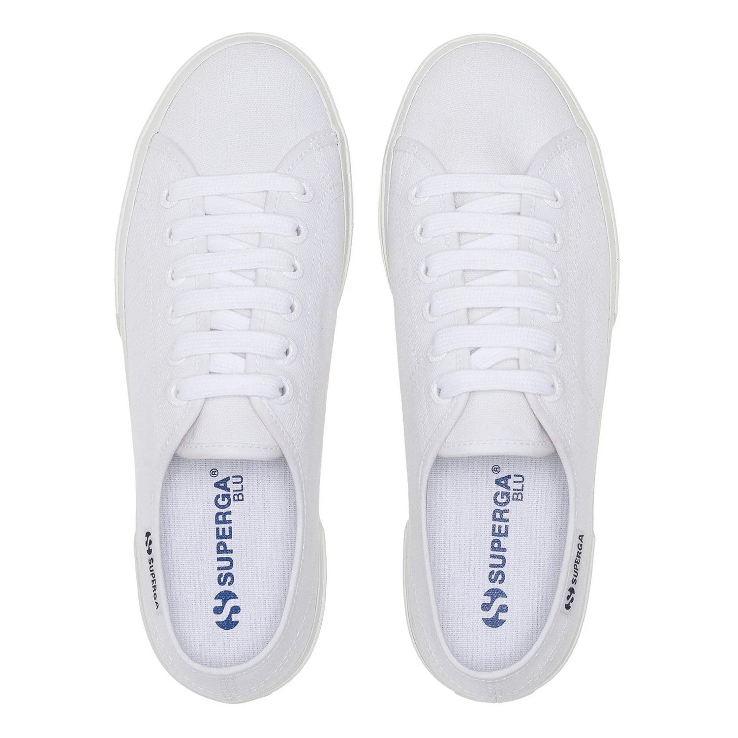 White-Blue - Pack Shot - Superga Womens-Ladies 3740 Leggera Ceramic Print Platform Trainers