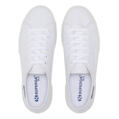 White-Blue - Pack Shot - Superga Womens-Ladies 3740 Leggera Ceramic Print Platform Trainers