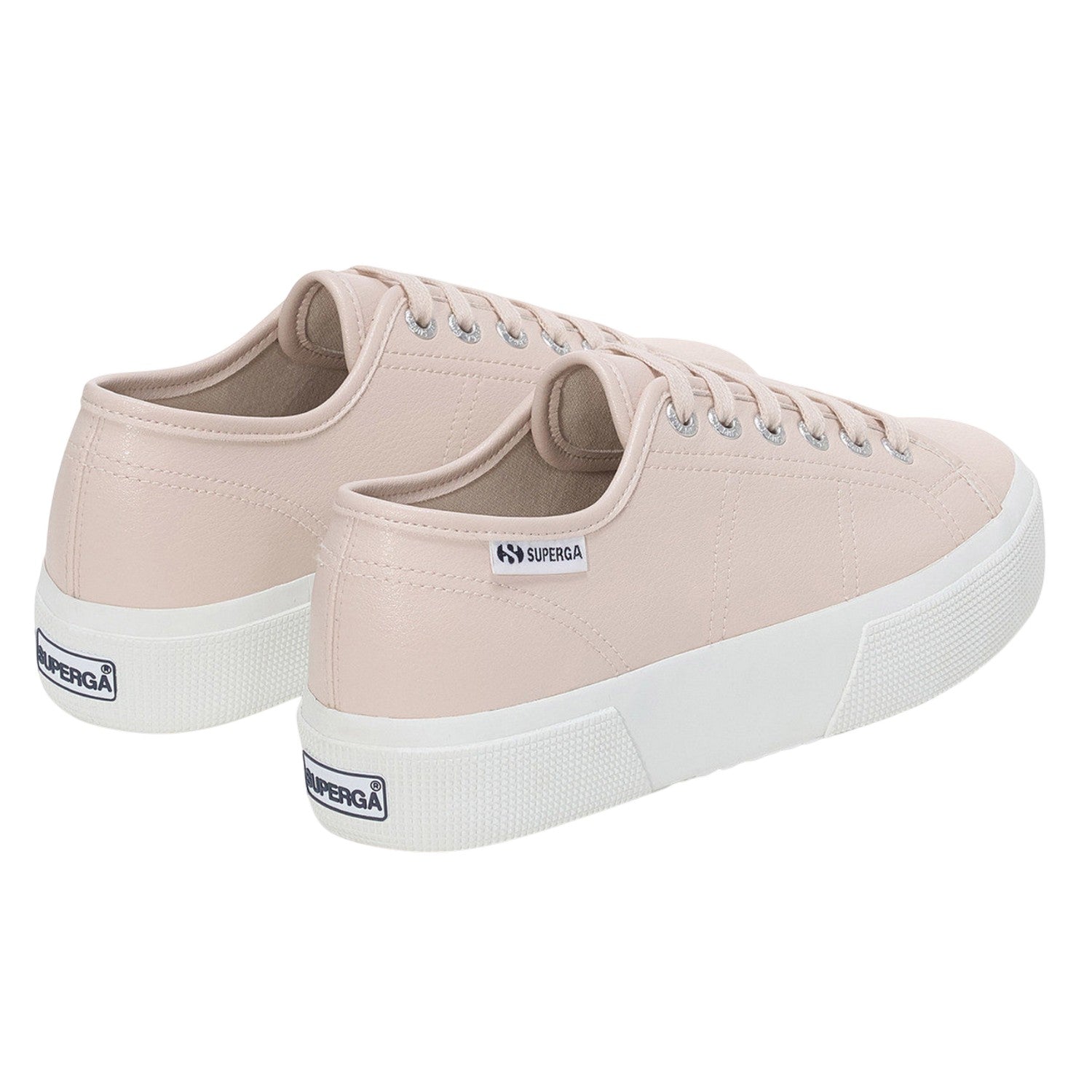Beige-Crystal - Back - Superga Womens-Ladies 3740 Leggera Vegan Tumbled Platform Trainers