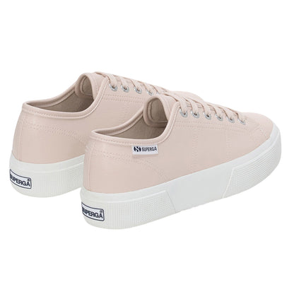 Beige-Crystal - Back - Superga Womens-Ladies 3740 Leggera Vegan Tumbled Platform Trainers