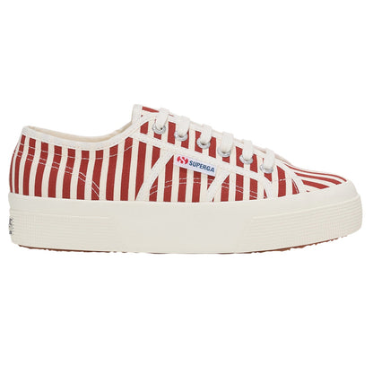Off White-Red - Lifestyle - Superga Womens-Ladies 2740 Print Stripes Trainers