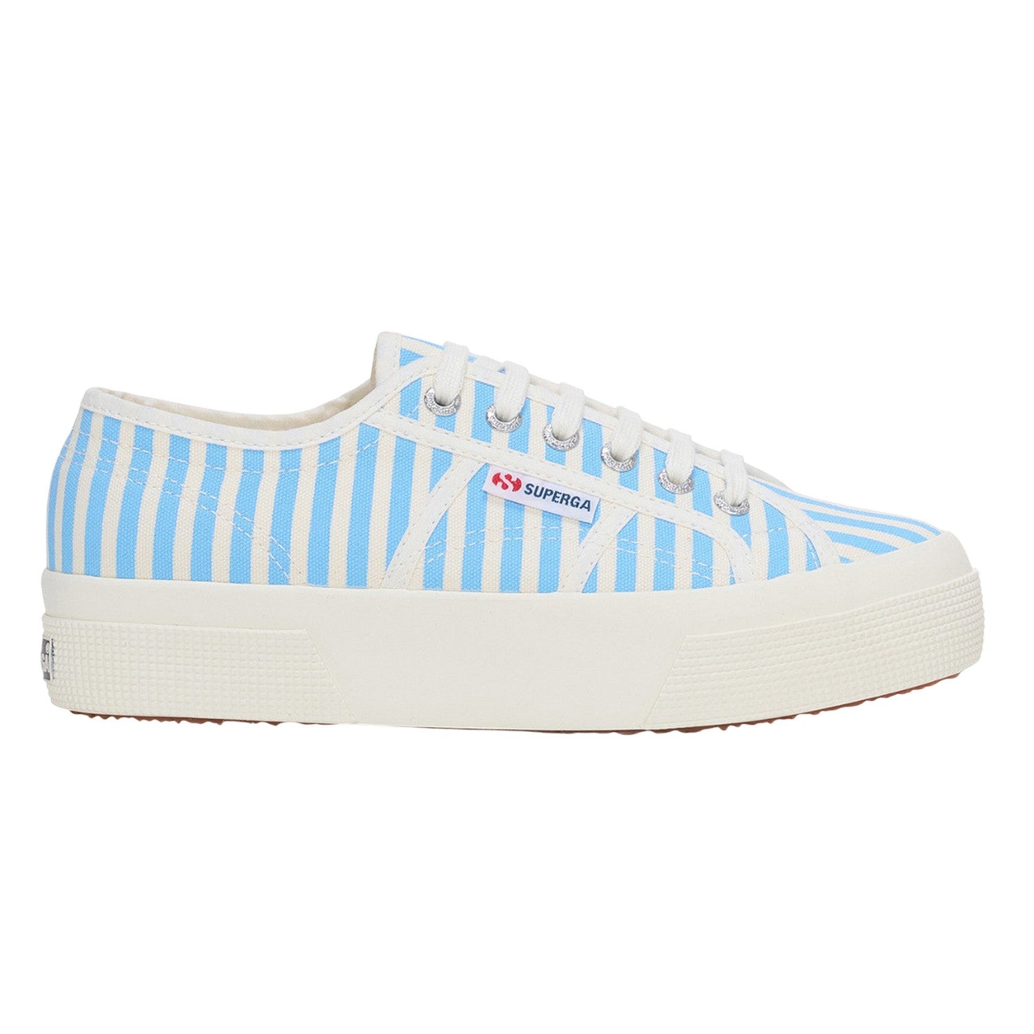 Off White-Azure Summer Sky - Lifestyle - Superga Womens-Ladies 2740 Print Stripes Trainers