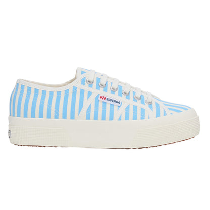 Off White-Azure Summer Sky - Lifestyle - Superga Womens-Ladies 2740 Print Stripes Trainers