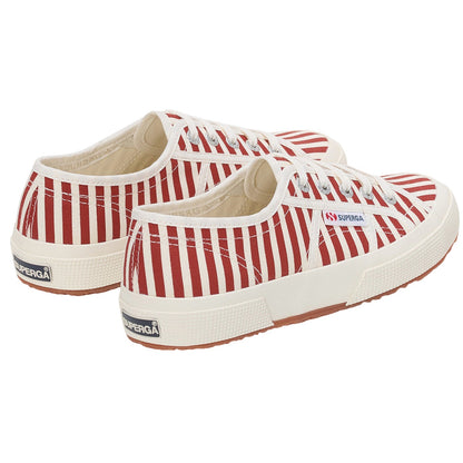 Off White-Red - Back - Superga Womens-Ladies 2750 Striped Trainers