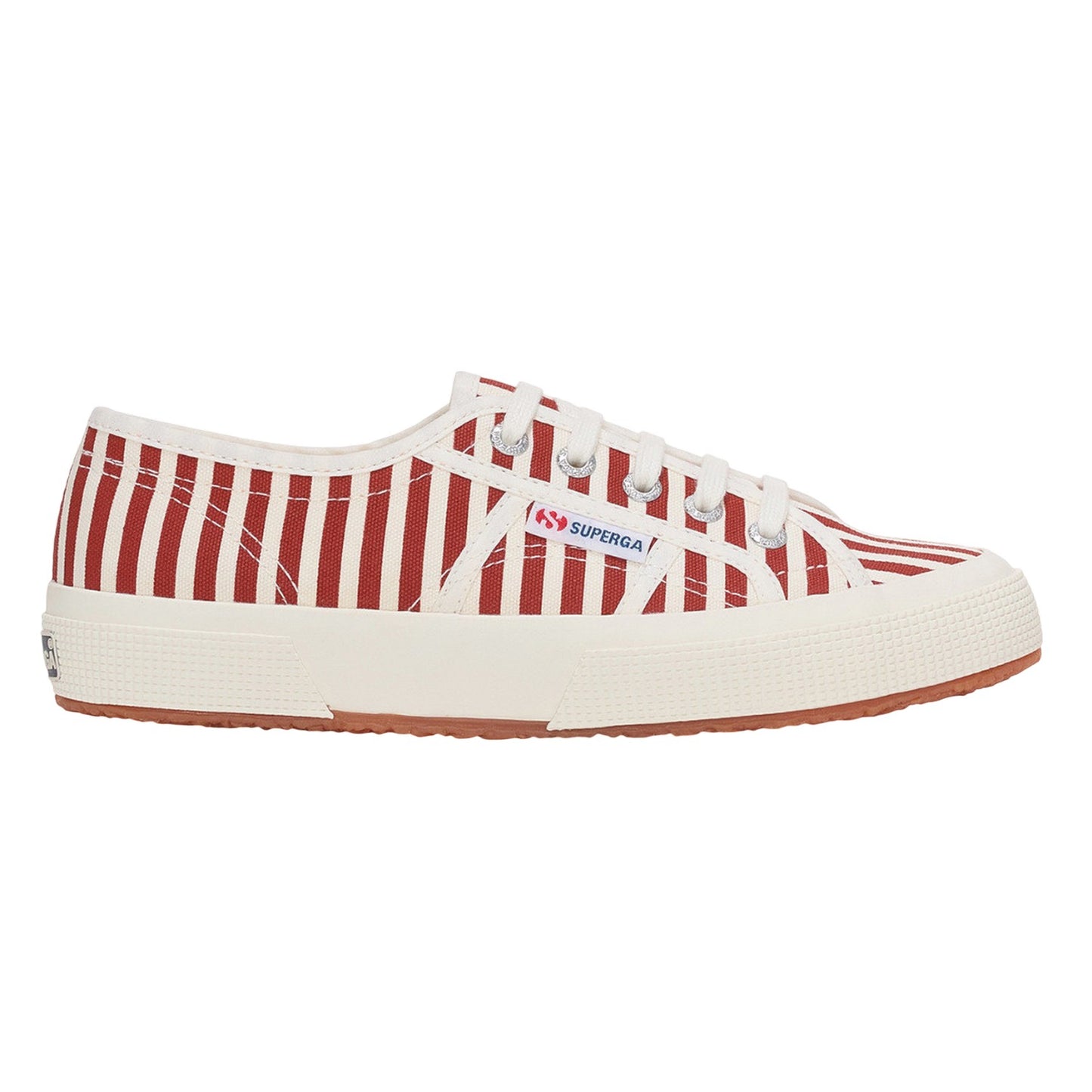Off White-Red - Lifestyle - Superga Womens-Ladies 2750 Striped Trainers