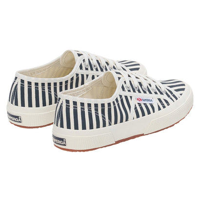 Off White-Navy - Back - Superga Womens-Ladies 2750 Striped Trainers