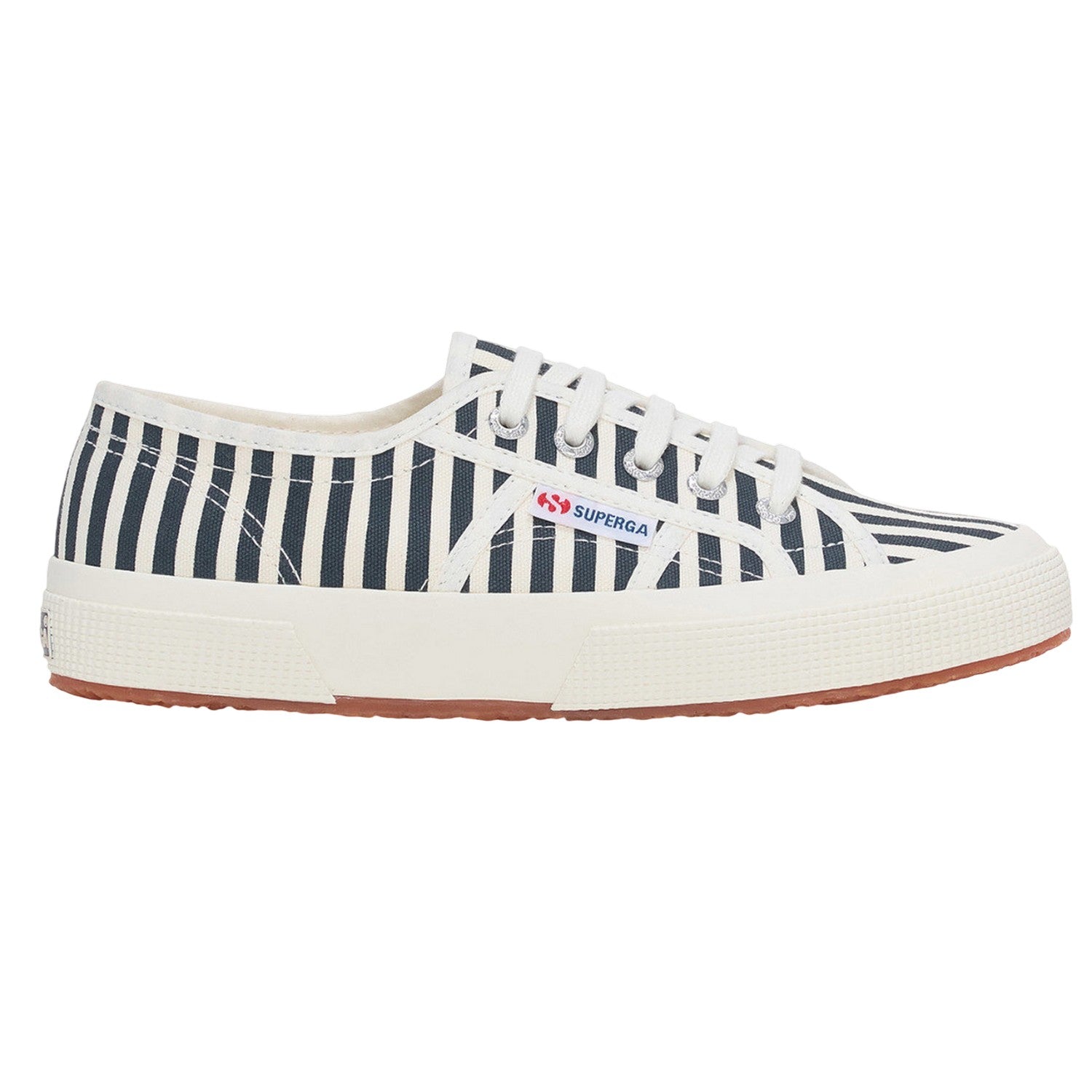 Off White-Navy - Lifestyle - Superga Womens-Ladies 2750 Striped Trainers