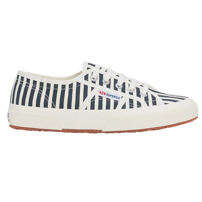 Off White-Navy - Lifestyle - Superga Womens-Ladies 2750 Striped Trainers