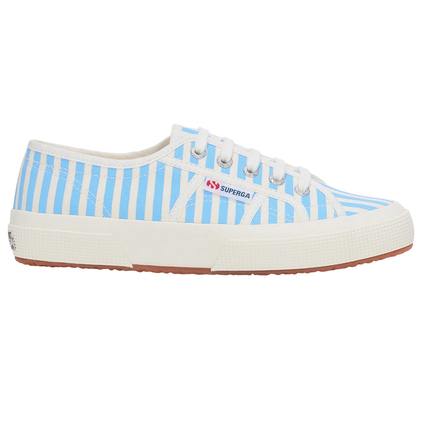 Off White-Azure Summer Sky - Lifestyle - Superga Womens-Ladies 2750 Striped Trainers