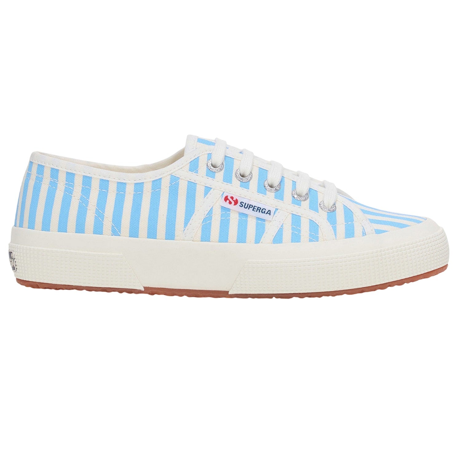 Off White-Azure Summer Sky - Lifestyle - Superga Womens-Ladies 2750 Striped Trainers