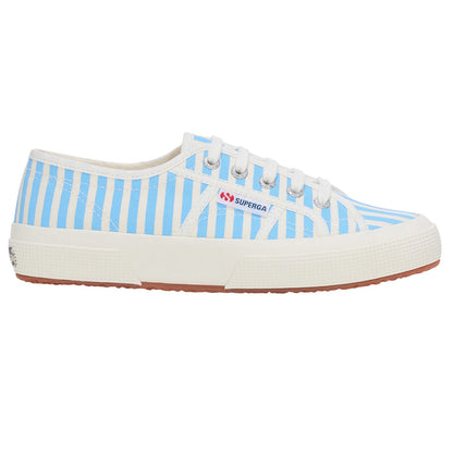 Off White-Azure Summer Sky - Lifestyle - Superga Womens-Ladies 2750 Striped Trainers