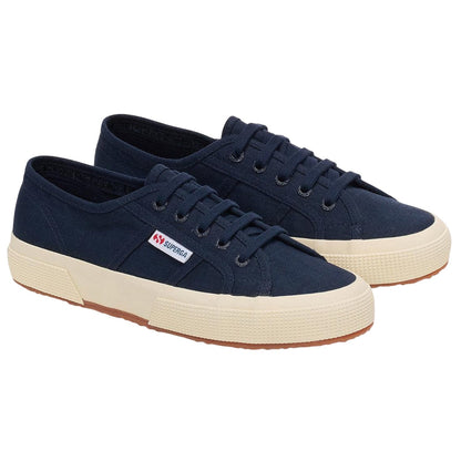 Navy Blue-Off White - Front - Superga Unisex Adult 2750 Linen Trainers