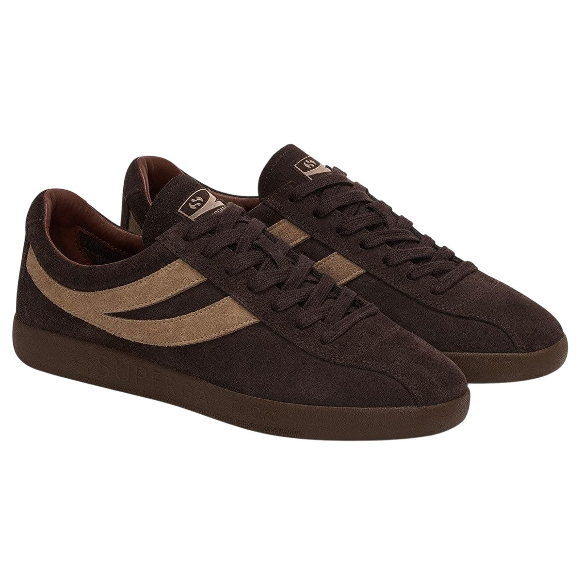 Brown-Earth Brown - Front - Superga Unisex Adult 1960 Capri Suede Trainers