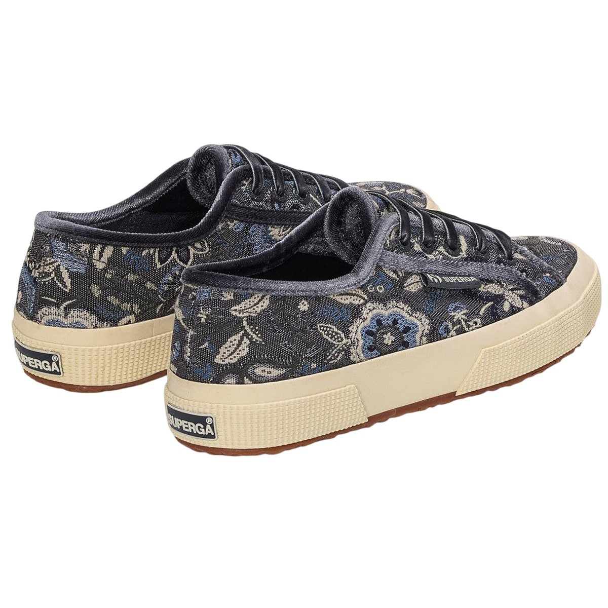 Grey-Off White-Blue - Back - Superga Unisex Adult 2750 Tapestry Trainers