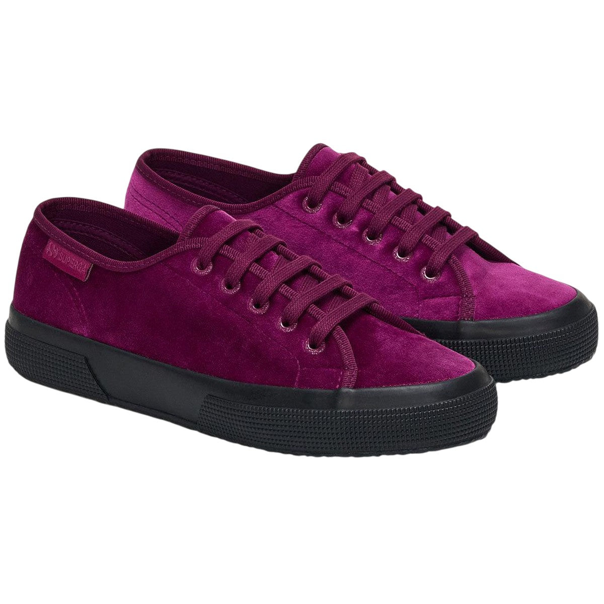 Fuchsia-Black - Front - Superga Unisex Adult 2750 Velvet Trainers