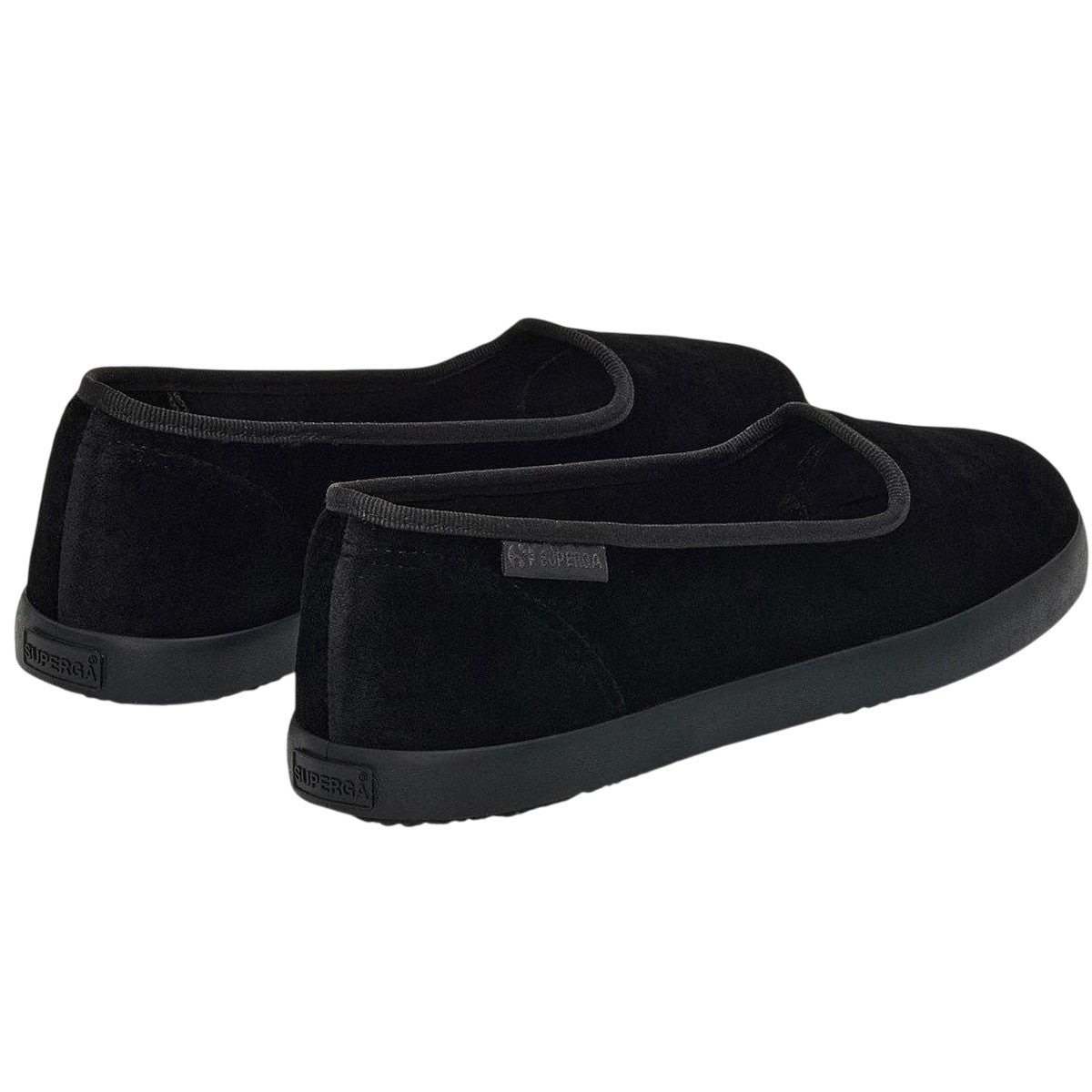Total Black - Back - Superga Womens-Ladies 2441 Velvet Ballerina Flats