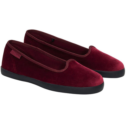 Red Bordeaux - Front - Superga Womens-Ladies 2441 Velvet Ballerina Flats