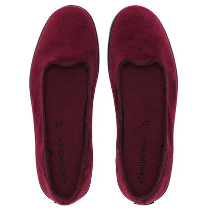Red Bordeaux - Lifestyle - Superga Womens-Ladies 2441 Velvet Ballerina Flats