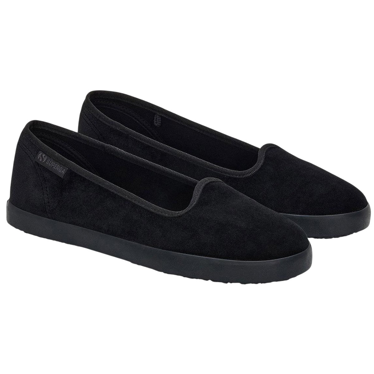 Total Black - Front - Superga Womens-Ladies 2441 Velvet Ballerina Flats
