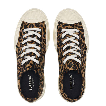 Brown-Black - Lifestyle - Superga Womens-Ladies 2750 Leopard Print Leather Trainers