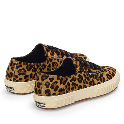 Brown-Black-Off White - Back - Superga Womens-Ladies 2750 Leopard Print Leather Trainers