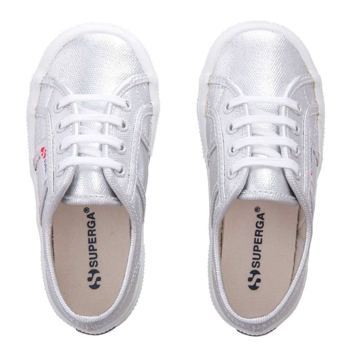 Grey Silver - Side - Superga Childrens-Kids 2750 Metallic Trainers