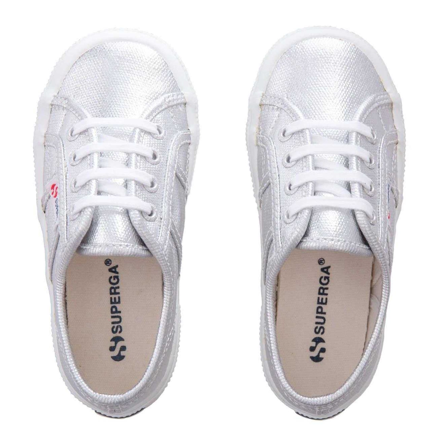 Grey Silver - Side - Superga Childrens-Kids 2750 Metallic Trainers