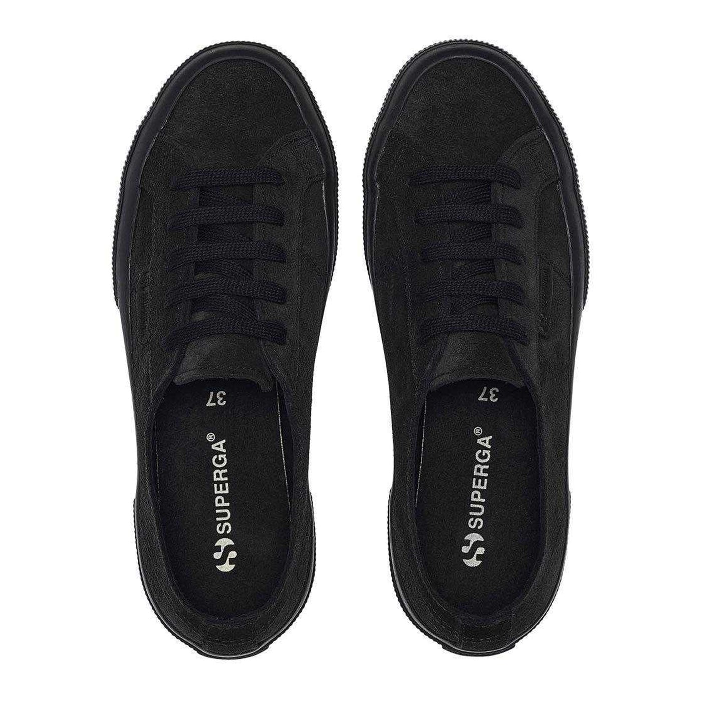 Full Black - Side - Superga Womens-Ladies Flesh Out Suede Trainers