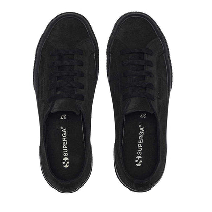 Full Black - Side - Superga Womens-Ladies Flesh Out Suede Trainers