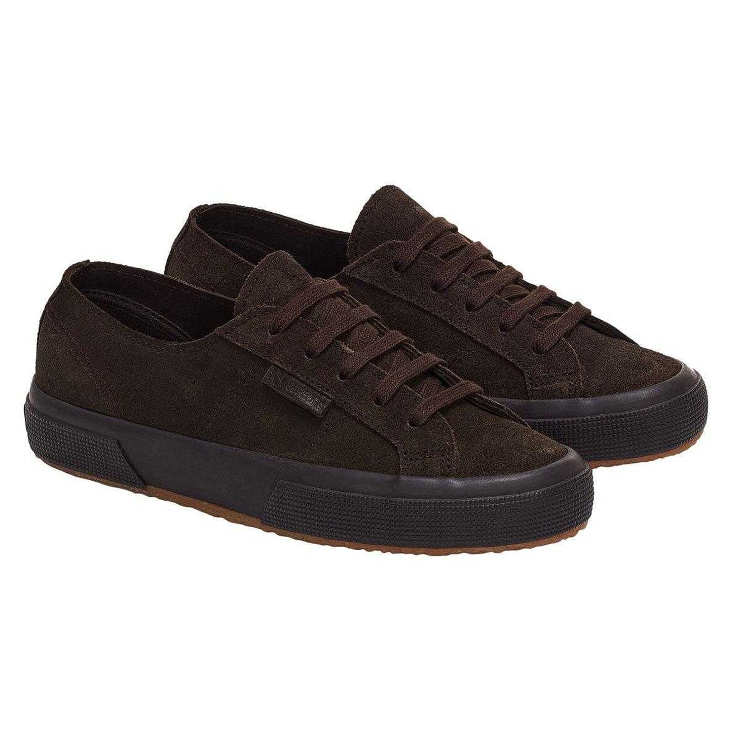 Coffee - Front - Superga Womens-Ladies Flesh Out Suede Trainers