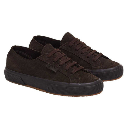 Coffee - Front - Superga Womens-Ladies Flesh Out Suede Trainers