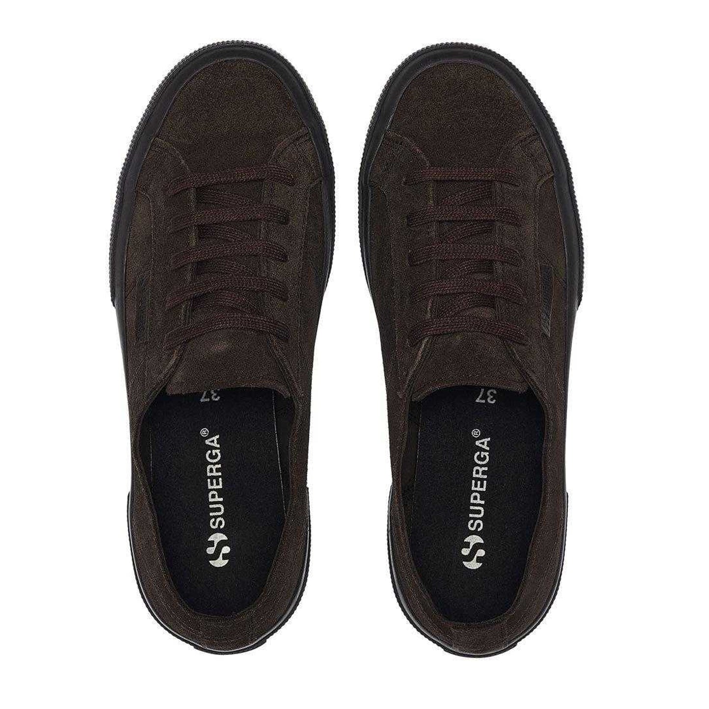 Coffee - Side - Superga Womens-Ladies Flesh Out Suede Trainers