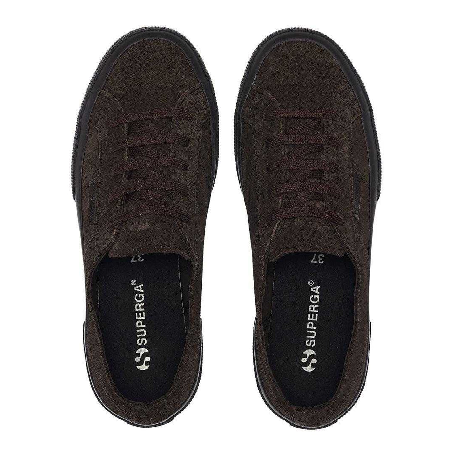 Coffee - Side - Superga Womens-Ladies Flesh Out Suede Trainers