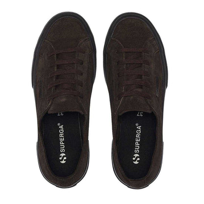 Coffee - Side - Superga Womens-Ladies Flesh Out Suede Trainers