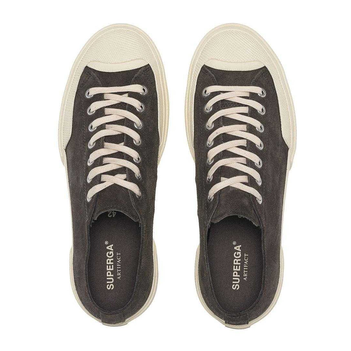Volcanic Ash-Off White - Side - Superga Womens-Ladies Flesh Out Suede Work Trainers