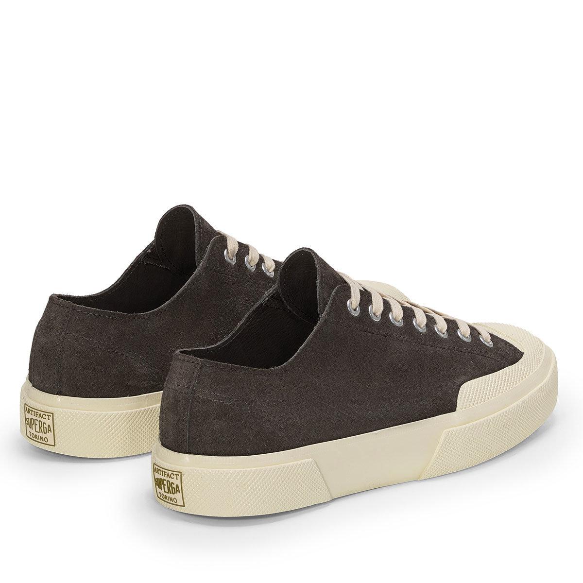 Volcano Grey-Off White - Back - Superga Womens-Ladies Flesh Out Suede Work Trainers