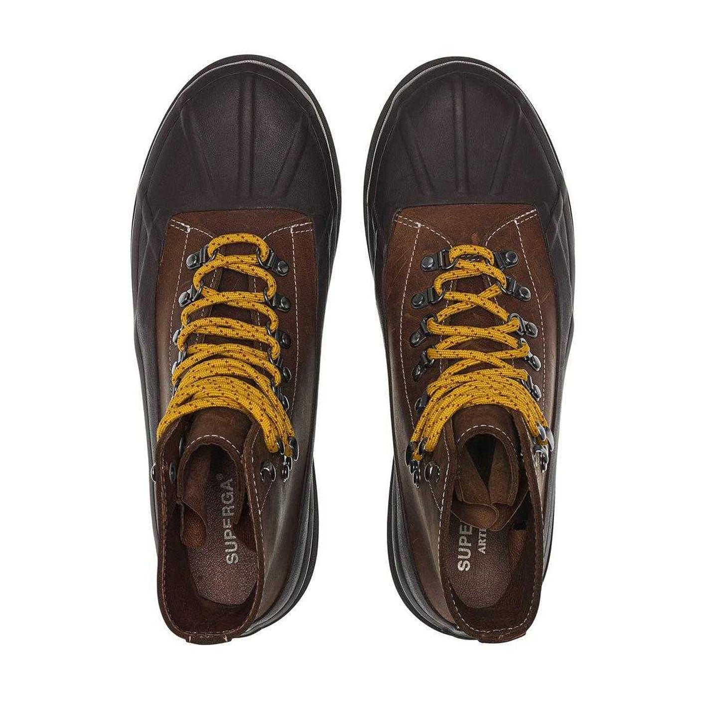 Brown Horse-Black - Side - Superga Mens 3343 Alpina Duck Crazy Horse Leather Ankle Boots