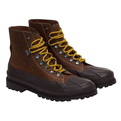 Brown Horse-Black - Front - Superga Mens 3343 Alpina Duck Crazy Horse Leather Ankle Boots
