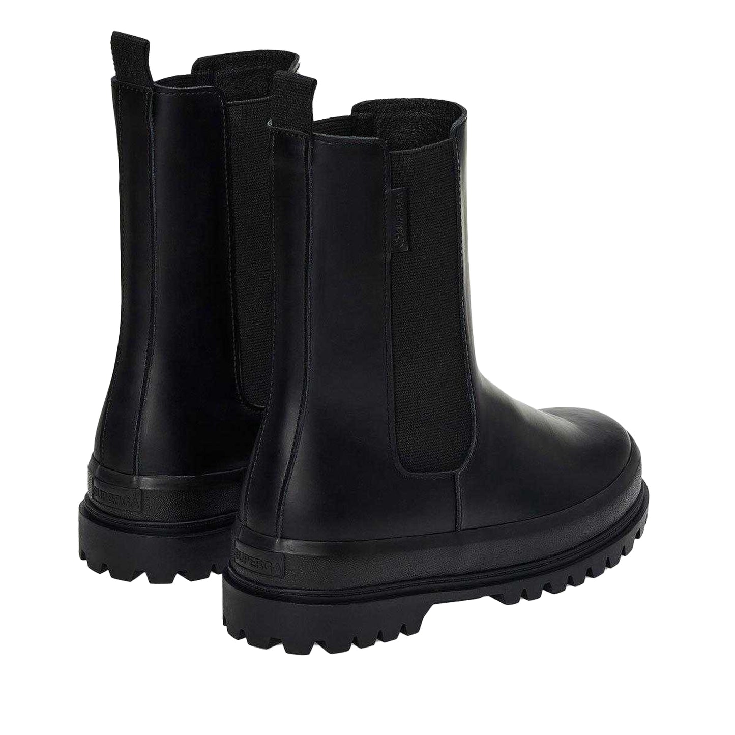 Total Black - Back - Superga Womens-Ladies 3006 Alpina Box Leather Chelsea Boots