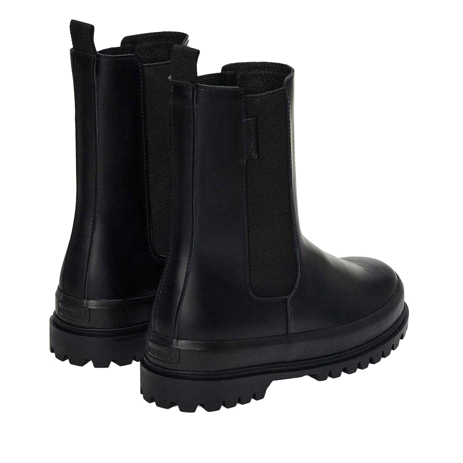 Total Black - Back - Superga Womens-Ladies 3006 Alpina Box Leather Chelsea Boots