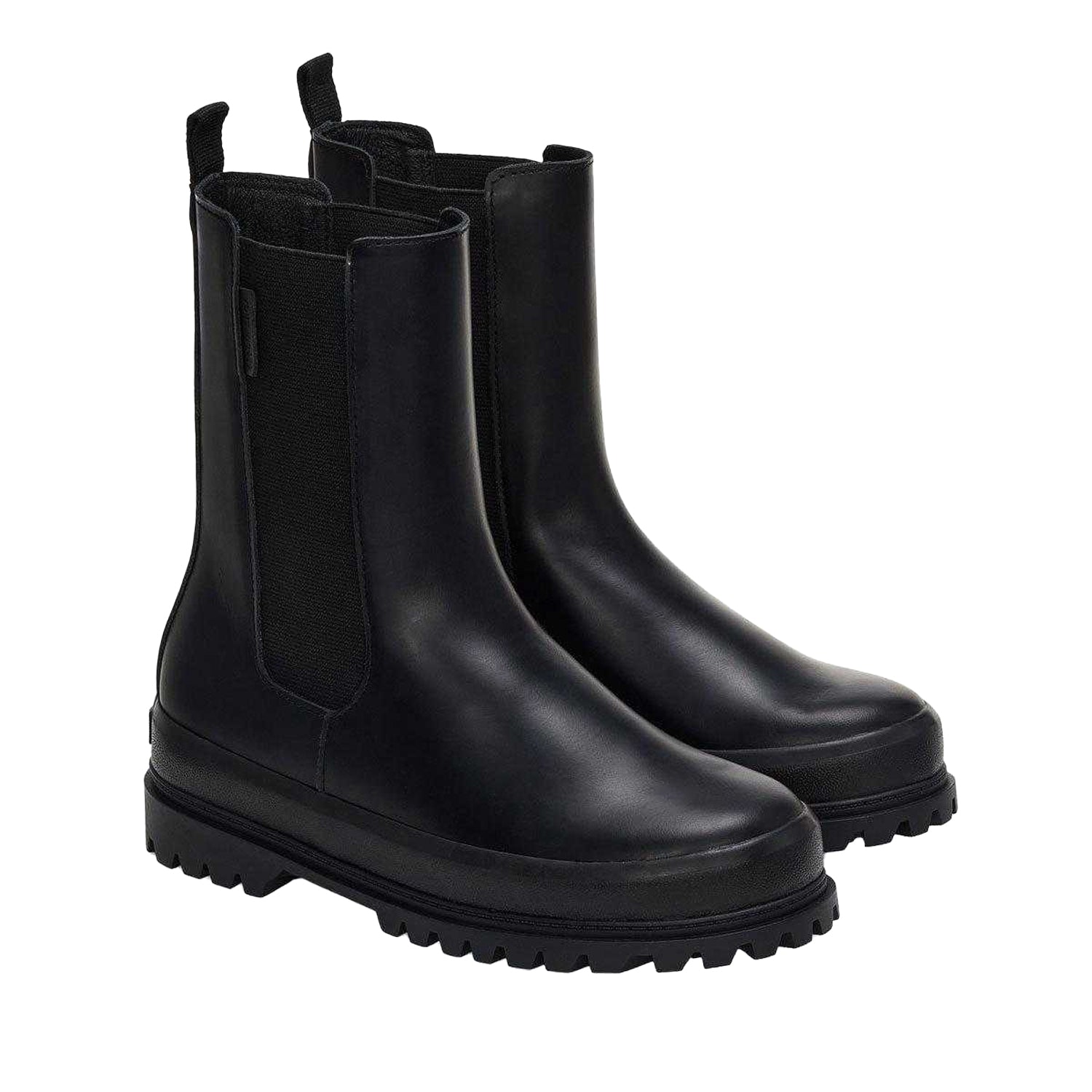 Total Black - Front - Superga Womens-Ladies 3006 Alpina Box Leather Chelsea Boots