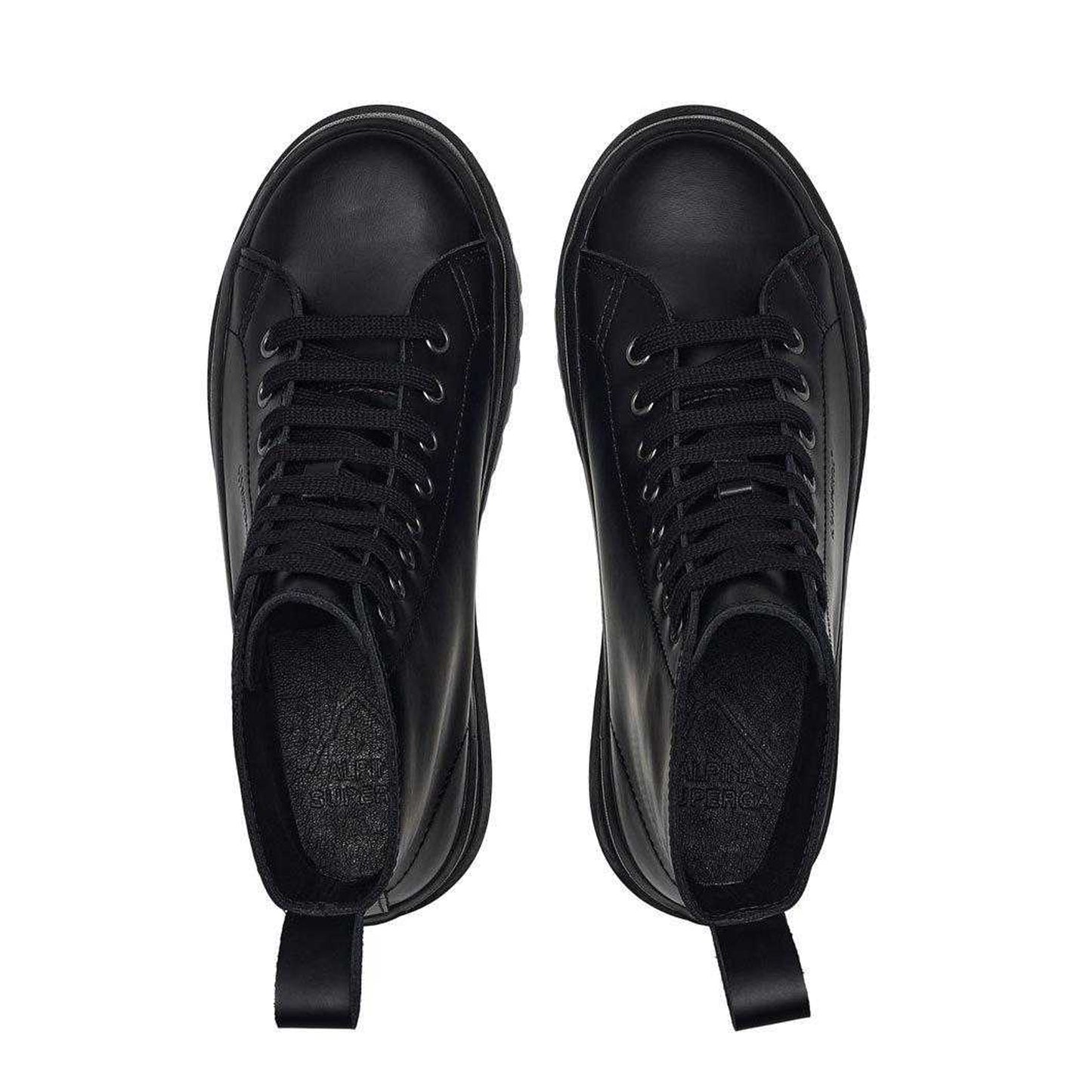 Black - Side - Superga Womens-Ladies 2644 Alpina Box Leather Ankle Boots
