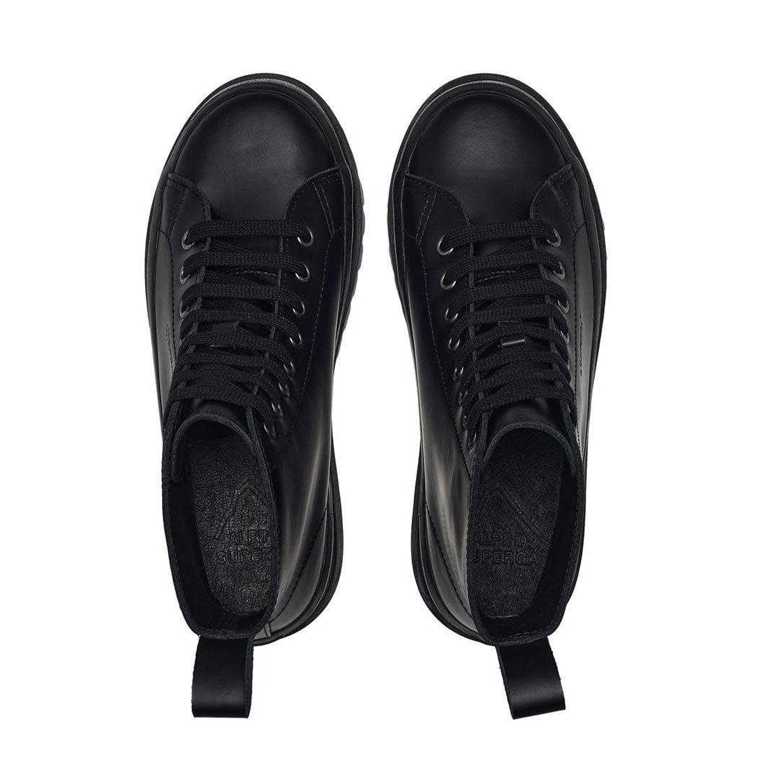 Black - Side - Superga Womens-Ladies 2644 Alpina Box Leather Ankle Boots